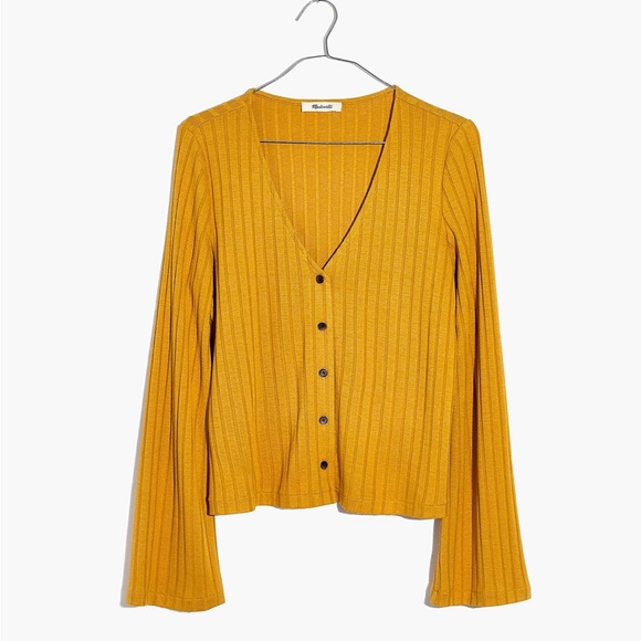 Madewell Yellow Bell-Sleeve Cardigan Top - Picture 1 of 8